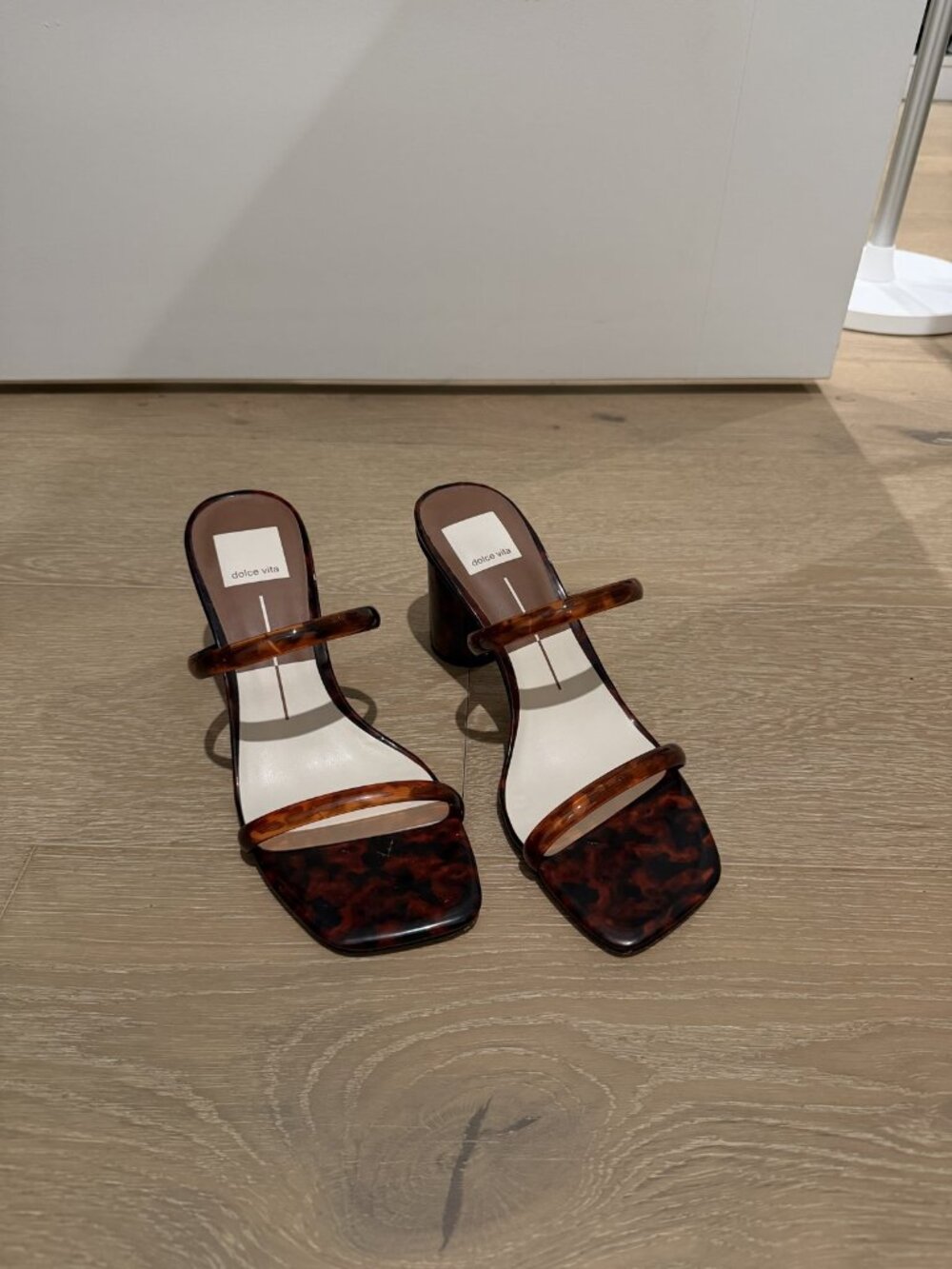 Dolce Vita Tortoise Double Strap Block Heel Sandals Mules